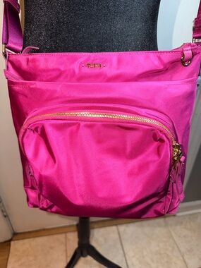 Tumi Hot Pink Nylon Crossbody Bag with Gold Hardware